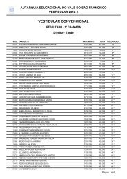 resul vestibular convencional 2012 1 dir t - Facape