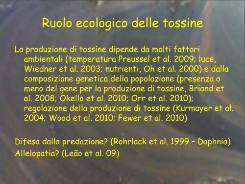 Ecologia dei principali cianobatteri tossici (Manganelli) - Istituto ...