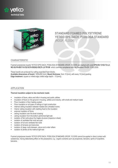 Standard Foamed Polystyrene Yetico Eps Dach