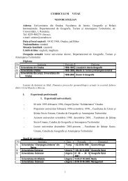 1 CURRICULUM VITAE NISTOR STELIAN Adresa: Universitatea din ...