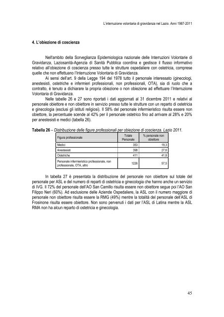 Andamento delle IVG nel Lazio - Agenzia di SanitÃ  Pubblica della ...