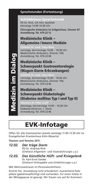 Treff um 11 im EVK - Evangelisches Krankenhaus Köln-Weyertal