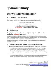 COPYRIGHT WORKSHOP - SFU Library - Simon Fraser University