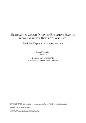 ESTIMATING CLOUD DROPLET EFFECTIVE RADIUS ... - CAST