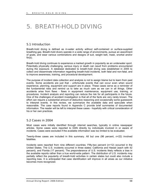 Annual Diving Report - Divers Alert Network