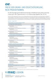 PREISE DER GRUND- UND ERSATZVERSORGUNG. NEUE - OIE AG