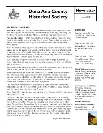 DACHS March 08 Newsletter - Doña Ana County