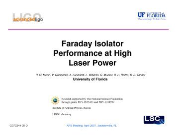 Faraday Isolator Performance at High Laser Power - LIGO