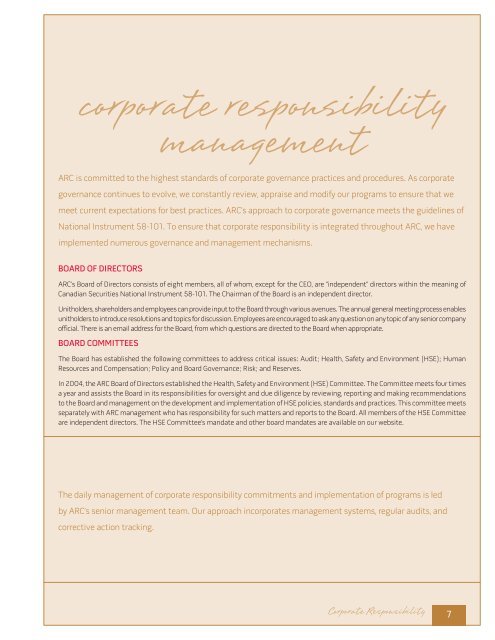 Our corporate responsibility. - ARC Resources Ltd.