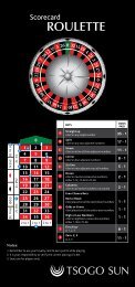 Scorecard Roulette - Tsogo Sun