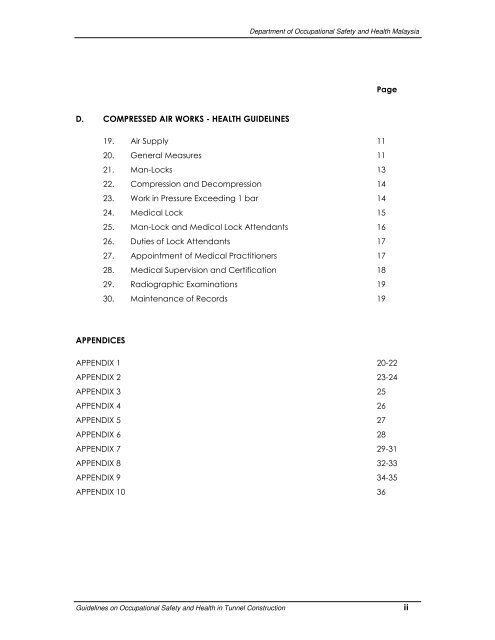 Guidelines on Occupational Safety and Health in Tunnel - Dosh