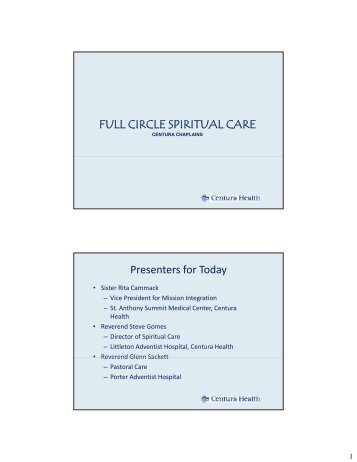 FULL CIRCLE SPIRITUAL CARE Presenters for Today