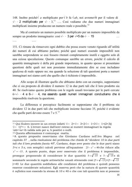 Gli sviluppi dell'algebra nel Settecento e l'emergere dei numeri ...