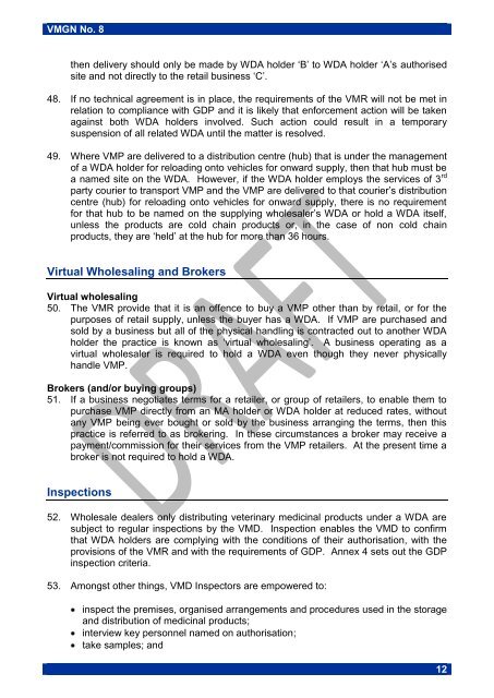 TABLE OF CONTENTS - Veterinary Medicines Directorate - Defra