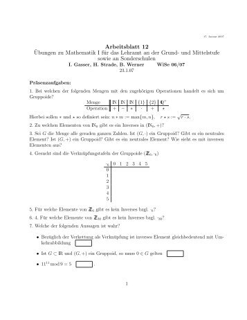 Arbeitsblatt 12 (zum 6.2.07): (pdf)