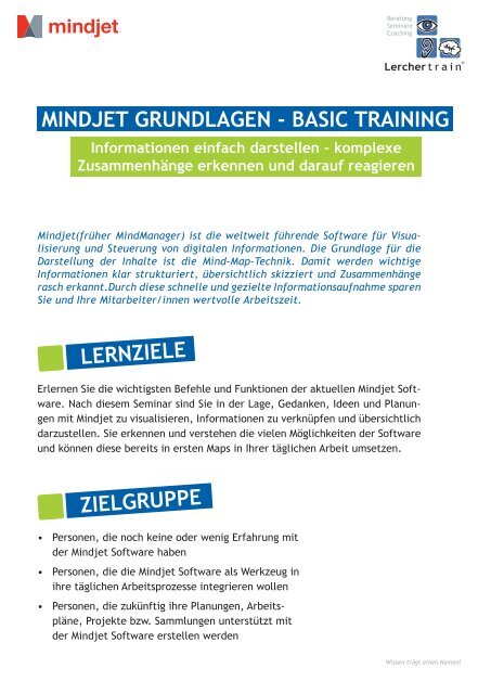 Mindjet Grundlagen Basic Training Lernziele Zielgruppe Lerchertrain