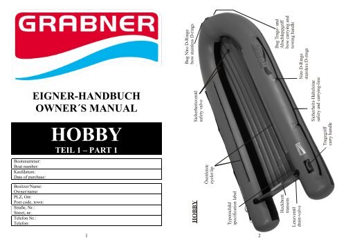 eigner-handbuch ownerÂ´s manual hobby teil 1 - Grabner Sports