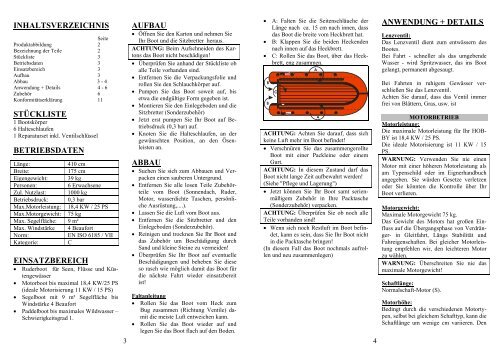eigner-handbuch ownerÂ´s manual hobby teil 1 - Grabner Sports