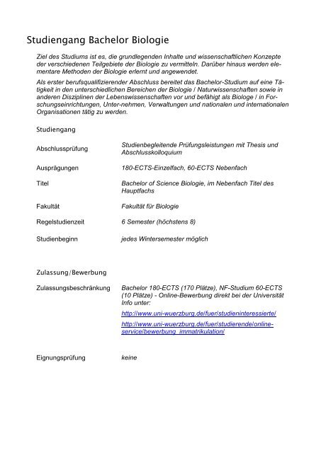 Studiengang Bachelor Biologie - Biostudium.uni-wuerzburg.de