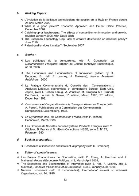 CURRICULUM - VITAE - Paris School of Economics