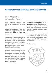 Vorwort zur Festschrift 100 Jahre TSV Wernfels