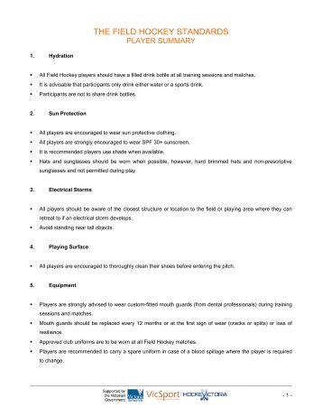 the field hockey standards player summary - Doncaster Hockey Club