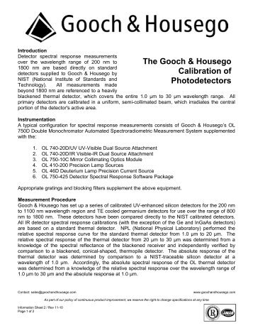 The Gooch & Housego Calibration of Photodetectors - Gooch and ...