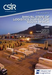 ANNuAL STATe of LoGISTICS SurVeY for SouTh AfrICA - CSIR