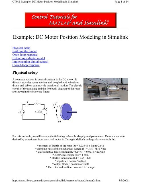 DC Motor Position Modeling in Simulink