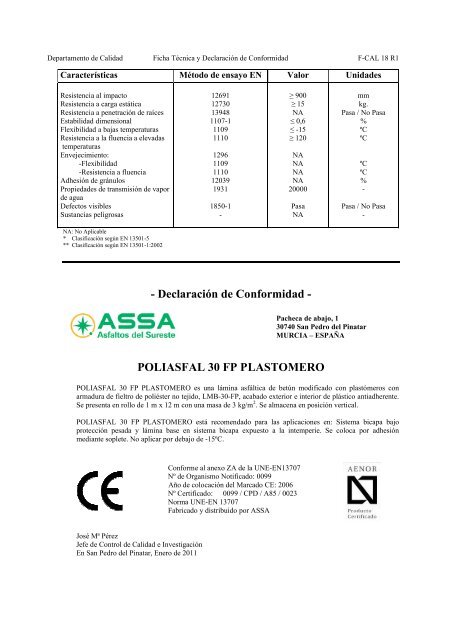 POLIASFAL 30 FP PLASTOMERO - Assa