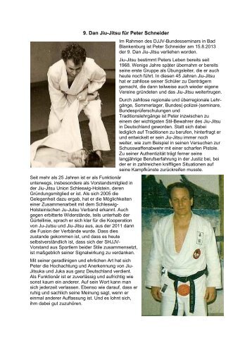 9. Dan Jiu-Jitsu fÃ¼r Peter Schneider - Schleswig Holsteinischer Ju ...