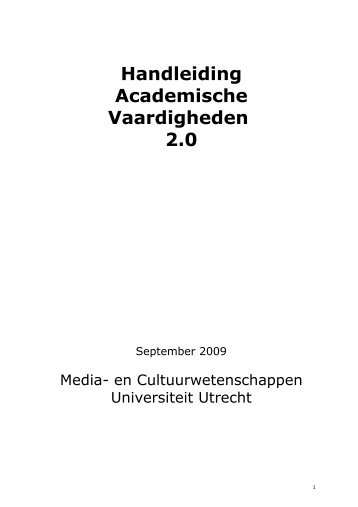 Handleiding Academische Vaardigheden 2.0 - Universiteit Utrecht