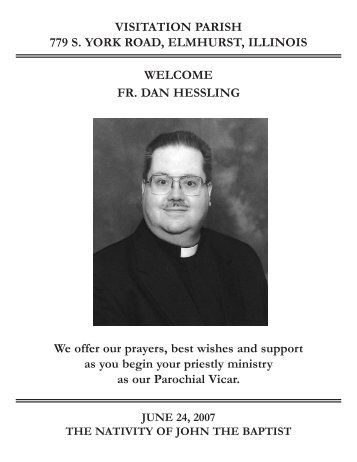 VISITATION PARISH 779 S. YORK ROAD, ELMHURST, ILLINOIS ...