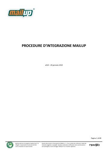 PROCEDURE D'INTEGRAZIONE MAILUP