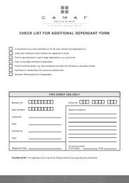 CHECK LIST FOR ADDITIONAL DEPENDANT FORM - CAMAF