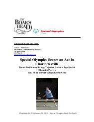 Special Olympics Scores an Ace in Charlottesville - Boar's Head Inn