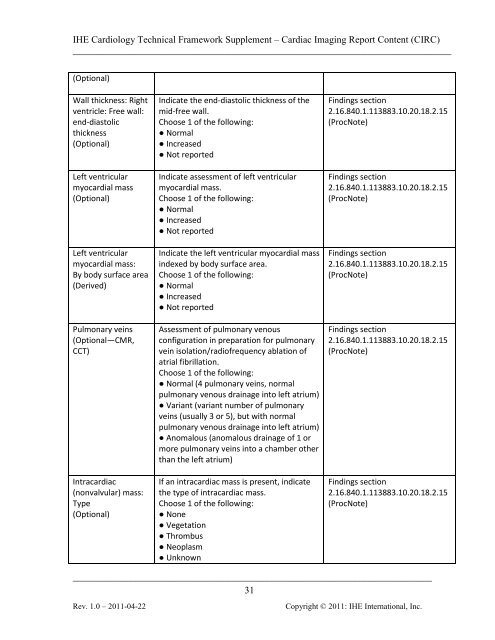 IHE Cardiology Technical Framework Supplement Cardiac Imaging ...