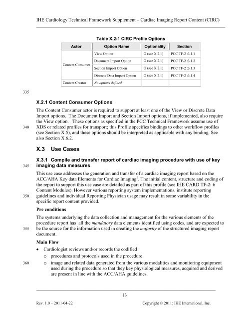 IHE Cardiology Technical Framework Supplement Cardiac Imaging ...