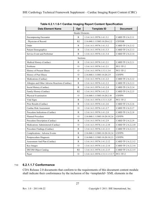 IHE Cardiology Technical Framework Supplement Cardiac Imaging ...