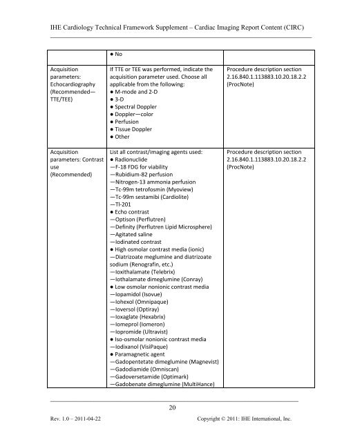 IHE Cardiology Technical Framework Supplement Cardiac Imaging ...