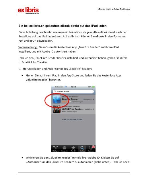 Ein bei exlibris.ch gekauftes ebook direkt auf das ipad laden Diese ...