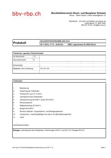Protokoll DV vom 26.11.12 (PDF) - Berufsbildnerverein Raum- und ...