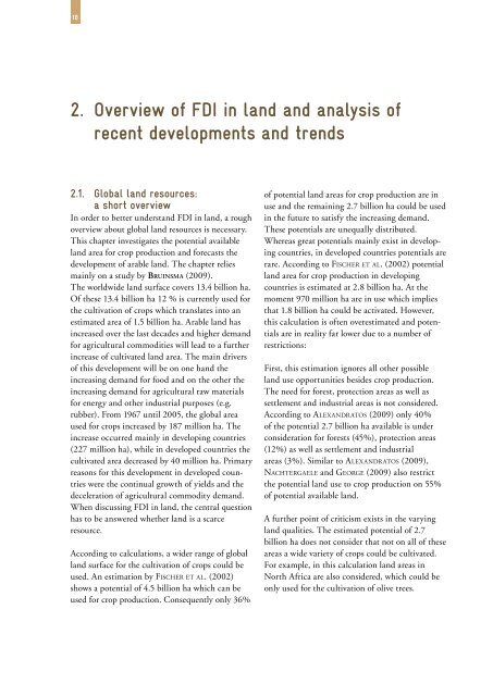 Foreign Direct Investment (FDI) in Land in developing countries