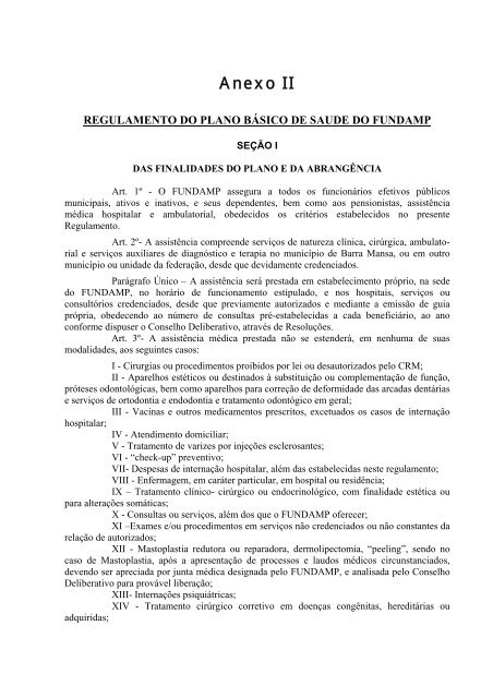 Aprova o Regimento Interno do FUNDAMP - Prefeitura Municipal de ...