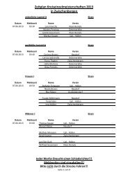 Zeitplan Kreiseinzelmeisterschaften 2013 in Zwischenbergen