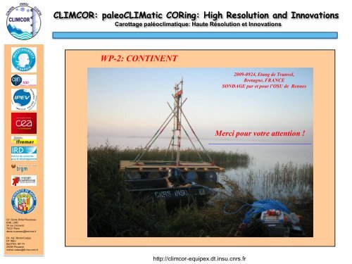 CLIMCOR: paleoCLIMatic CORing: High Resolution and ... - CNRS