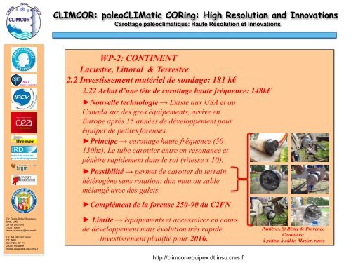 CLIMCOR: paleoCLIMatic CORing: High Resolution and ... - CNRS