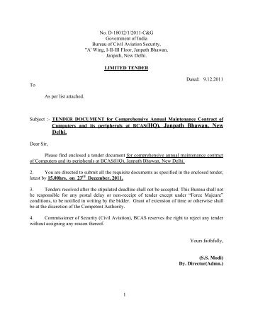 TENDER DOCUMENT for Comprehensive Annual Maintenance ...