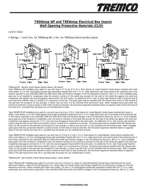 TREMstop MP and TREMstop Electrical Box ... - Tremco Sealants