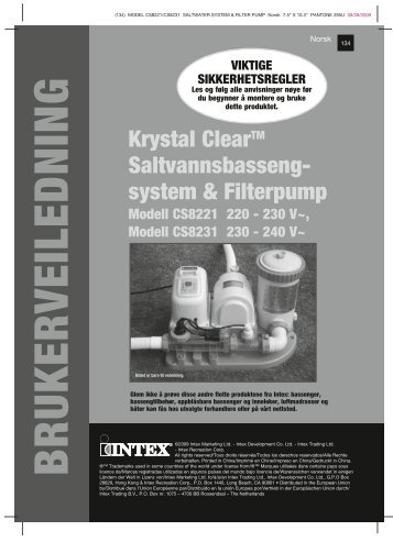 Krystal ClearTM Saltvanns basseng- system ... - Intex Nordic